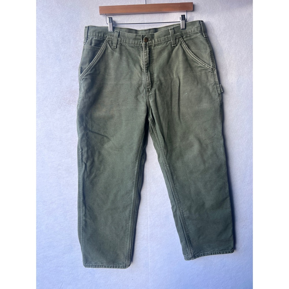 Vintage Carhartt Flannel Lined Duck Canvas Carpenter Pants Plaid Lining 36x28